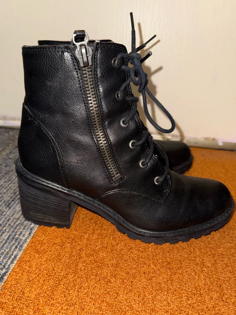 Zodiac Black Lace-Up Zip Ankle Boots